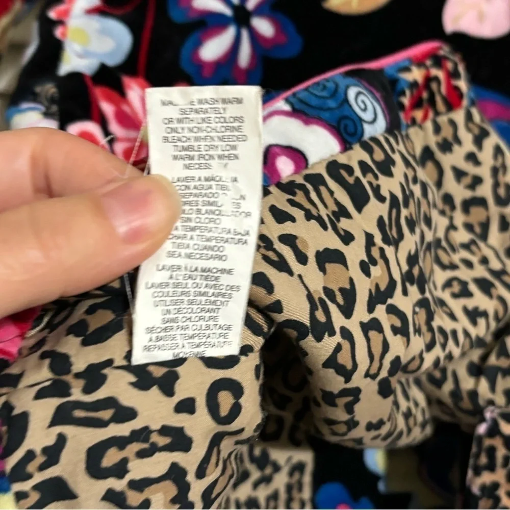 Children’s Place Velour Black Floral Leopard  Buttoned  Coat Jacket size 7-8